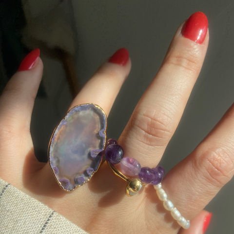 Burano Island Agat Doğal Taş Yüzük