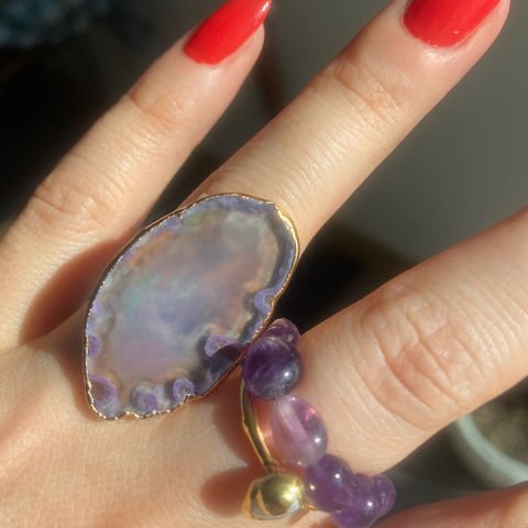 Burano Island Agat Doğal Taş Yüzük