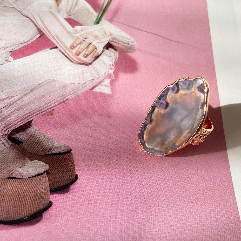 Burano Island Agat Doğal Taş Yüzük