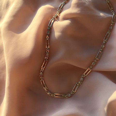 Vintage Taşlı Zincir Choker