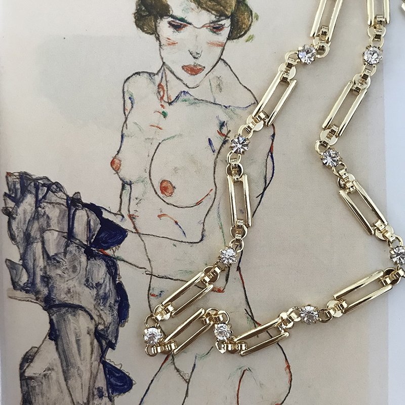 Vintage Taşlı Zincir Choker