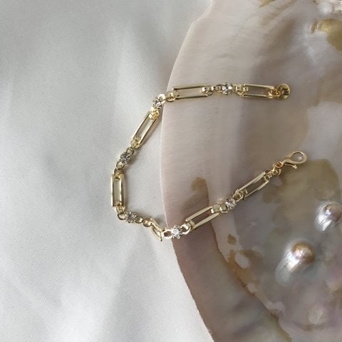 Vintage Taşlı Zincir Bileklik