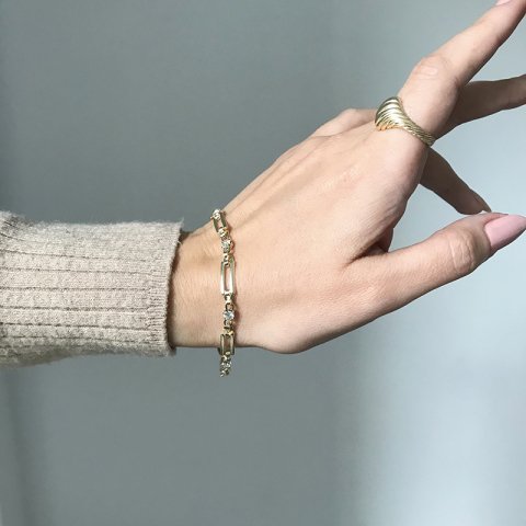 Vintage Taşlı Zincir Bileklik