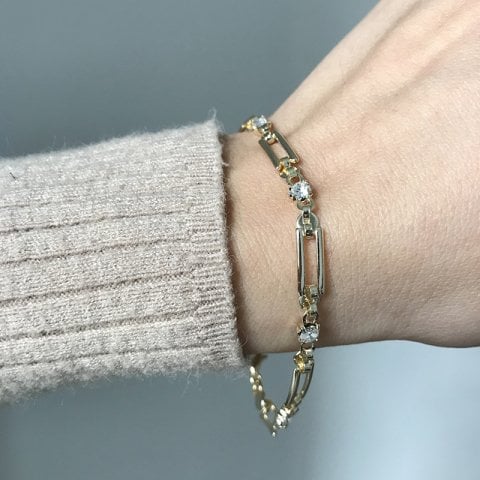 Vintage Taşlı Zincir Bileklik