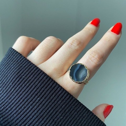 NORWAY 3 Siyah Agat Taşı Yüzük