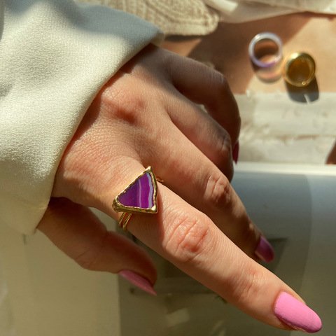 Procida 2 Agat Doğal Taş Yüzük