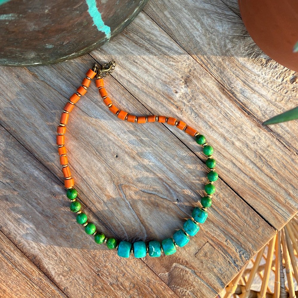 Kida Turkuaz Taşlı Bohem Kolye