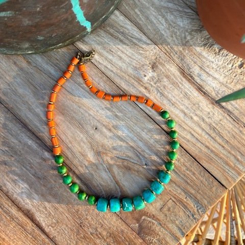 Kida Turkuaz Taşlı Bohem Kolye