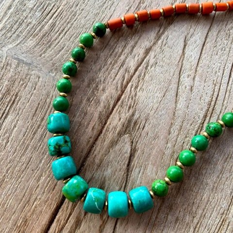 Kida Turkuaz Taşlı Bohem Kolye