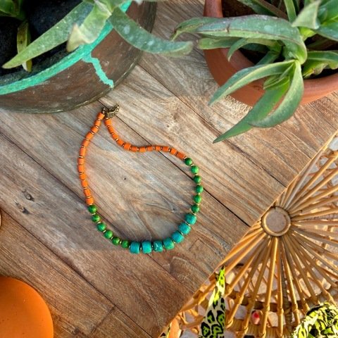 Kida Turkuaz Taşlı Bohem Kolye