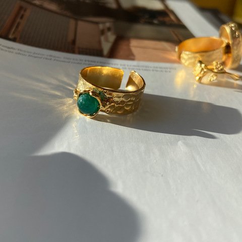 Vintage Gül Kafesli Yeşim Yüzük