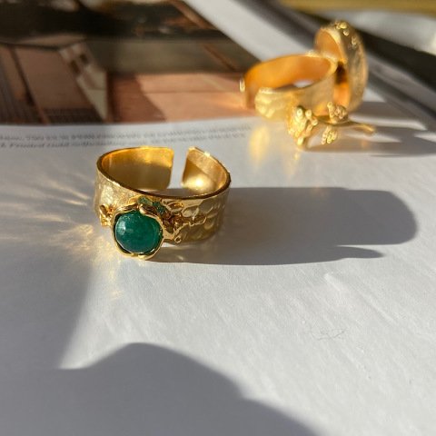 Vintage Gül Kafesli Yeşim Yüzük