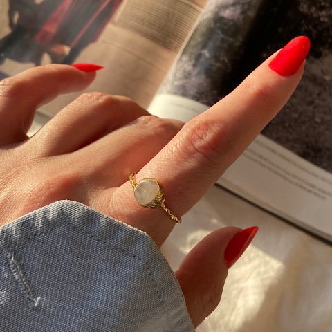 Kuvars Taş Minimal Yüzük