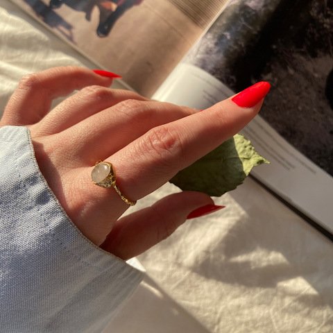 Kuvars Taş Minimal Yüzük