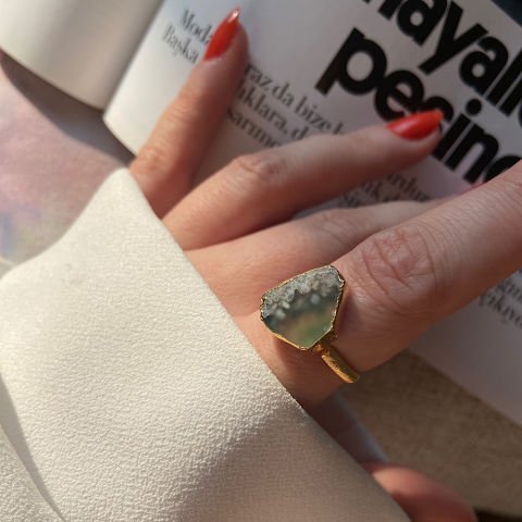 Lago Di Nemi Agat Doğal Taş Yüzük