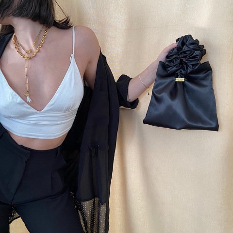 Siyah Saten Bilek Çanta