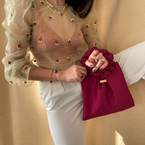 Fuşya Saten Bilek Çanta