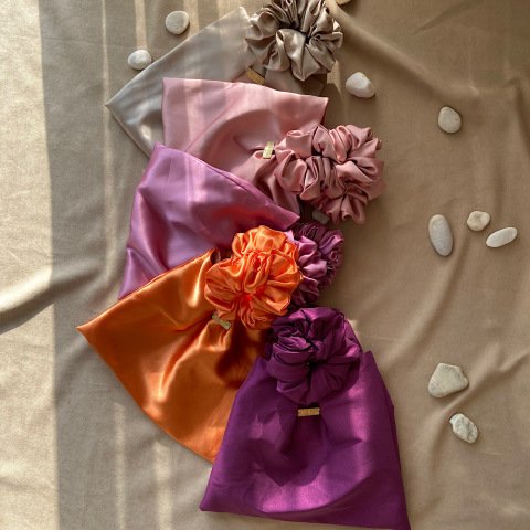 Turuncu Saten Bilek Çanta