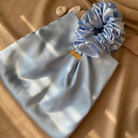 Bebek Mavi Saten Bilek Çanta