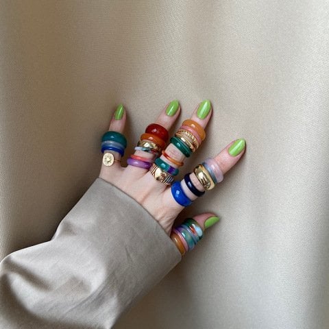 Fasetli Bold Mavi Akik Yüzük