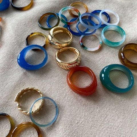 Fasetli Bold Mavi Akik Yüzük