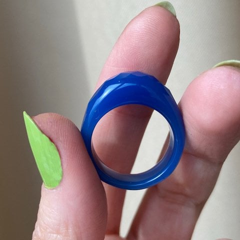 Fasetli Bold Mavi Akik Yüzük