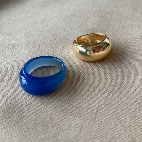 Fasetli Bold Mavi Akik Yüzük