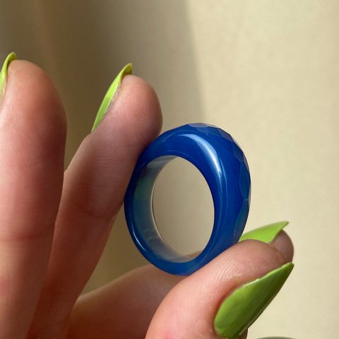 Fasetli Bold Mavi Akik Yüzük