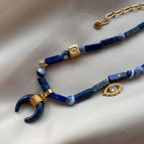 Lapis Lazuli Horn ve Göz Kolye