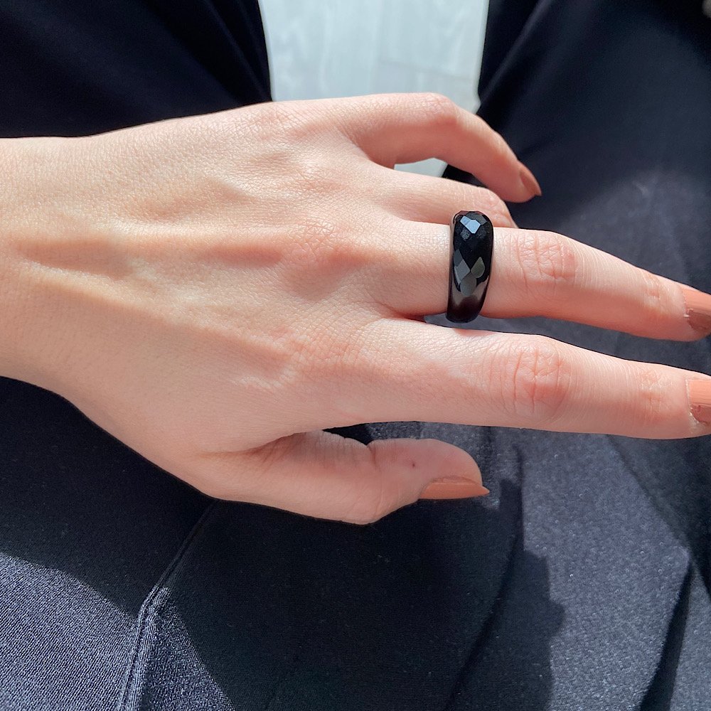 Fasetli Bold Oniks Yüzük