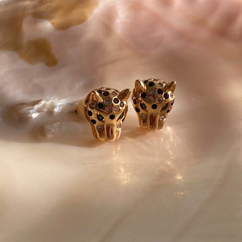 Taşlı Leopar Küpe