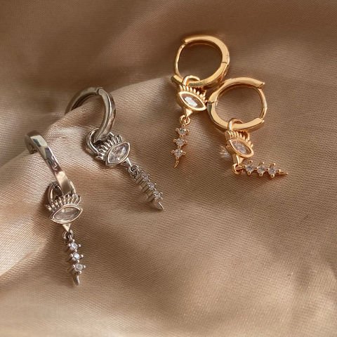 Taşlı Göz Charm Küpe