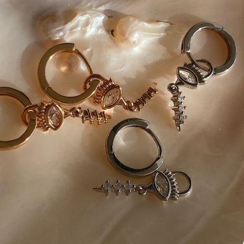 Taşlı Göz Charm Küpe