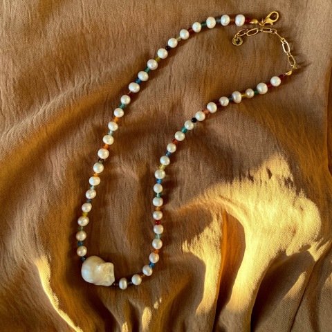 Rainbow Barok İnci Kolye