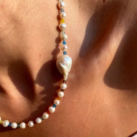 Rainbow Barok İnci Kolye
