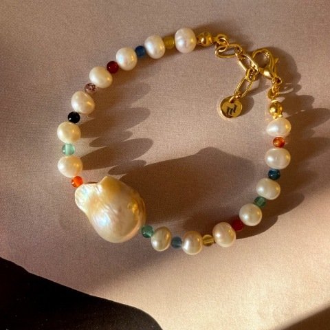 Rainbow Barok İnci Bileklik