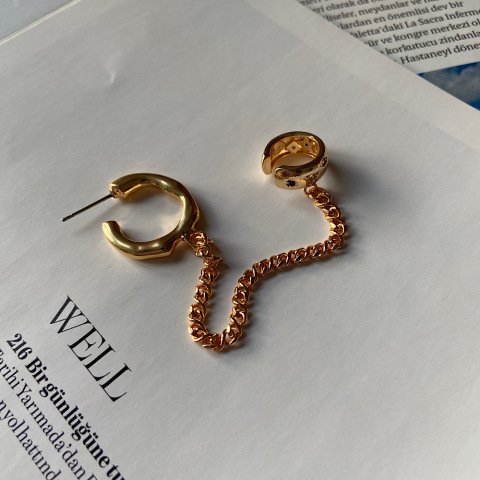 Zincirli Earcuff TEK Küpe