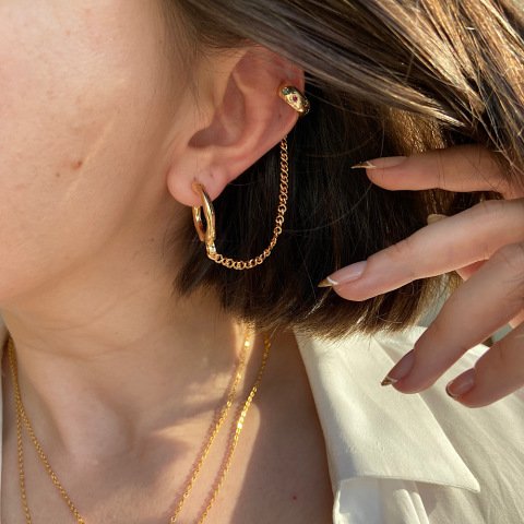 Zincirli Earcuff TEK Küpe