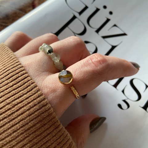 Kahve Bal Akik Minimal Yüzük