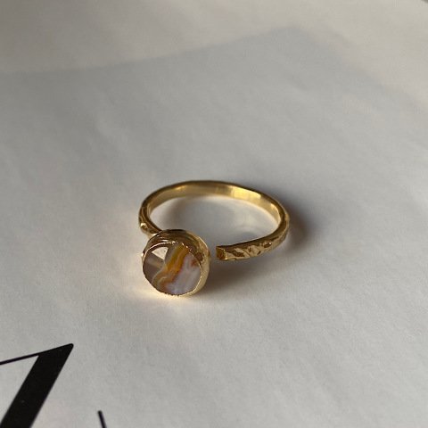 Kahve Bal Akik Minimal Yüzük