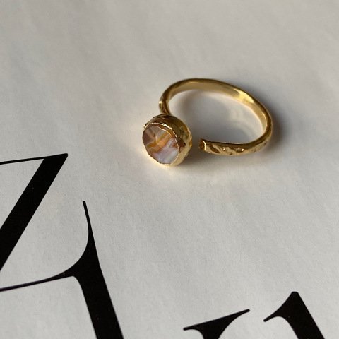 Kahve Bal Akik Minimal Yüzük