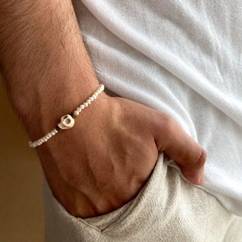 Kuru Kafa Kum İnci Erkek Bileklik