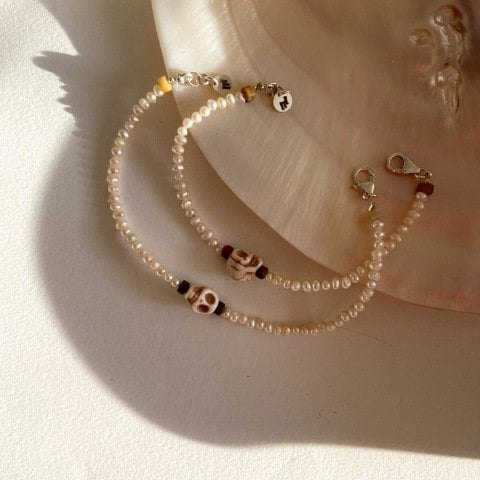 Kuru Kafa Kum İnci Erkek Bileklik