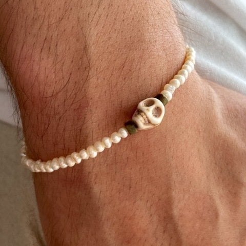 Kuru Kafa Kum İnci Erkek Bileklik