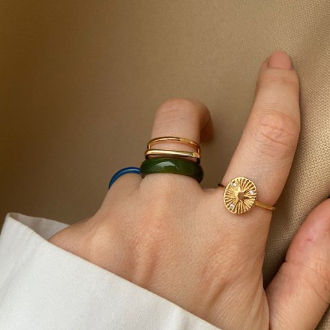 Koyu Yeşim  Taş Yüzük