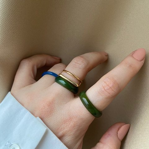 Koyu Yeşim  Taş Yüzük