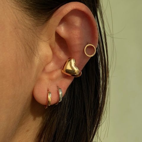 EarCuff Mini Taşlı Kalp