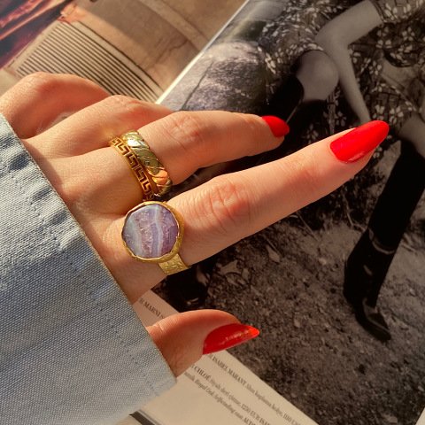 Ametist Yuvarlak Yüzük