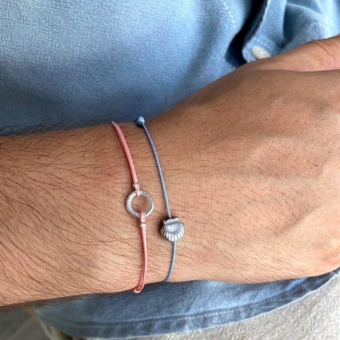 Minimal Doku Gümüş Halka Erkek Bileklik