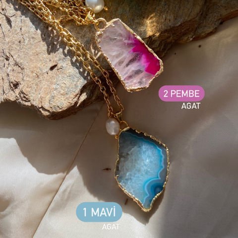 Mikonos Agat Uzun Kolye